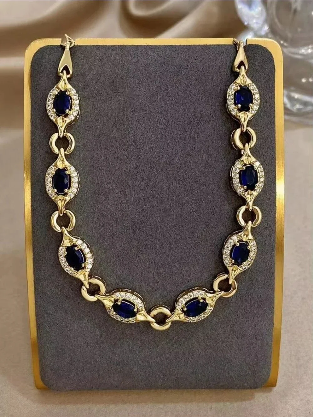 Multicolor Sapphire Bracelet 18k Real Gold Plated, Anti-fading Luxury Vintage